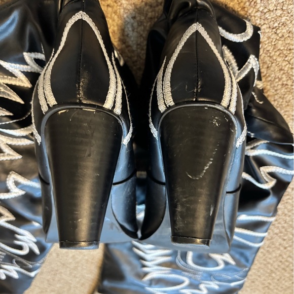 Rock Star Vegan Faux Leather Tall Thigh High Western Cowgirl Cowboy Boots - Picture 7 of 13